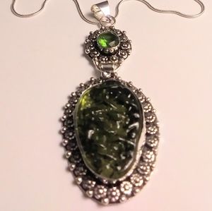 Stunning 925 Sterling Silver Moldavite Necklace